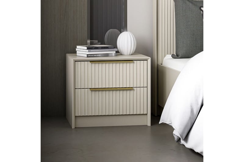 Fruitland Nattbord 53 cm i Tre med Lys Treeffekt med Oppbevaring og Skuffer - Beige - Møbler - Bord - Avlastningsbord & sidobord - Sengebord & nattbord