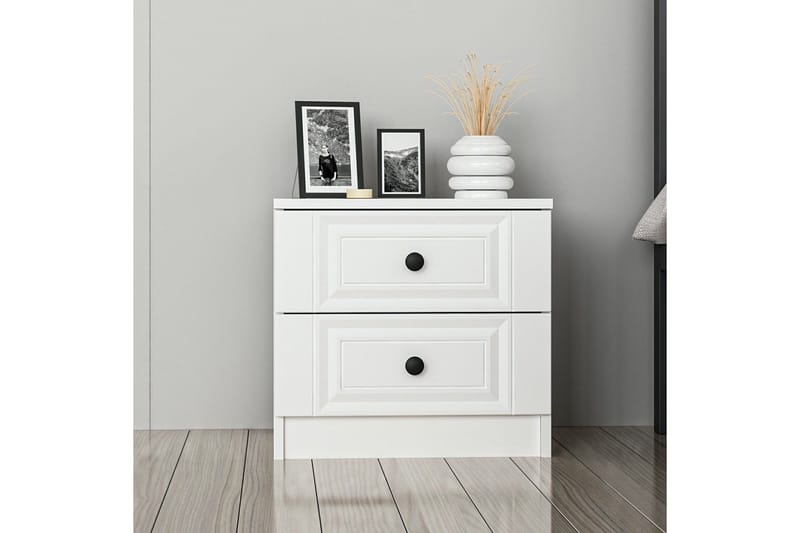 Fruitland Nattbord 54 cm i Tre med Oppbevaring og Skuffer - Hvit - Møbler - Bord - Avlastningsbord & sidobord - Sengebord & nattbord
