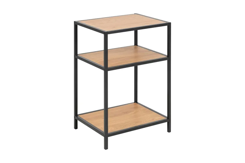 Hasslevik Nattbord 35 cm med Oppbevaring Hyller - Natur/Svart - Møbler - Bord - Avlastningsbord & sidobord - Sengebord & nattbord