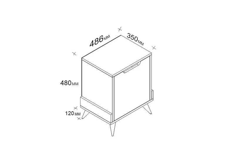 Hejde Nattbord 35 cm med Oppbevaring Skap - Hvit/Brun - Møbler - Bord - Avlastningsbord & sidobord - Sengebord & nattbord
