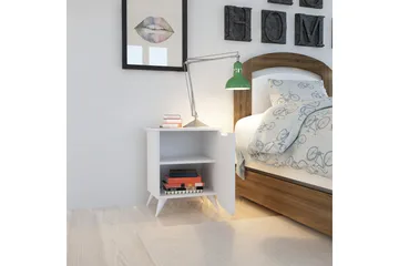 Hejde Nattbord 39 cm med Oppbevaring Skap - Hvit - Møbler - Bord - Avlastningsbord & sidobord - Sengebord & nattbord