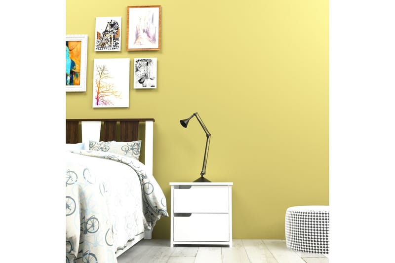 Hejde Nattbord 40 cm med Oppbevaring 2 Skuffer - Hvit - Møbler - Bord - Avlastningsbord & sidobord - Sengebord & nattbord