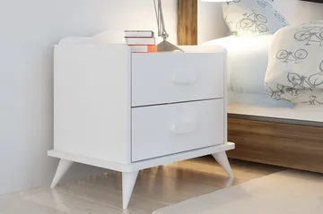 Hejde Nattbord 60 cm med Oppbevaring 2 Skuffer - Hvit - Møbler - Bord - Avlastningsbord & sidobord - Sengebord & nattbord