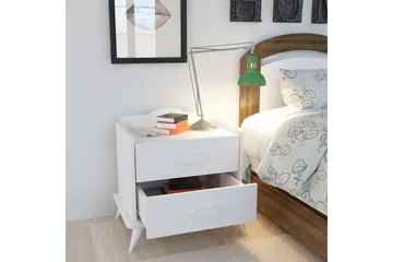 Hejde Nattbord 60 cm med Oppbevaring 2 Skuffer - Hvit - Møbler - Bord - Avlastningsbord & sidobord - Sengebord & nattbord