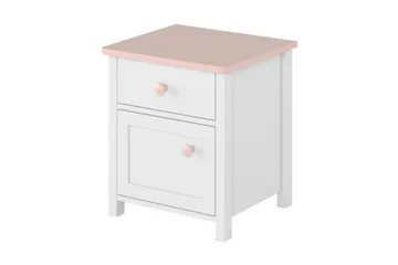 Hilts Sängbord Barn 42 cm med Förvaring Låda + Skåp Vit||Pink - Møbler - Bord - Avlastningsbord & sidobord - Sengebord & nattbord