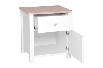 Hilts Sängbord Barn 42 cm med Förvaring Låda + Skåp Vit||Pink - Møbler - Bord - Avlastningsbord & sidobord - Sengebord & nattbord