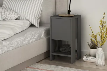 Homitis Nattbord 30 cm med Oppbevaring Hylle + Lucka - Mørkegrå - Møbler - Bord - Avlastningsbord & sidobord - Sengebord & nattbord