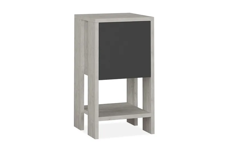 Homitis Nattbord 30 cm med Oppbevaring Hylle + Lucka, Hvit/Tre