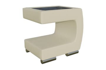 Honstad Nattbord 32 cm Høyre - Kunstlær/Glass/Beige/Svart - Møbler - Bord - Avlastningsbord & sidobord - Sengebord & nattbord