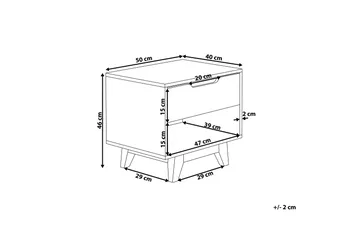 Hultz Nattbord 50 cm med Oppbevaring Skuff + Hylle - Hvit - Møbler - Bord - Avlastningsbord & sidobord - Sengebord & nattbord