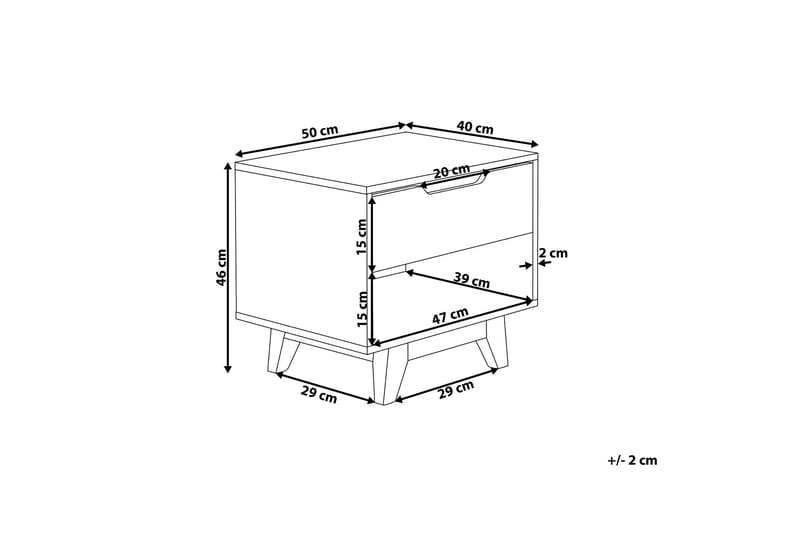 Hultz Nattbord 50 cm med Oppbevaring Skuff + Hylle - Hvit - Møbler - Bord - Avlastningsbord & sidobord - Sengebord & nattbord