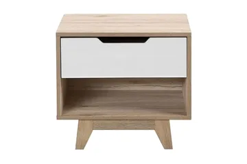 Hultz Nattbord 50 cm med Oppbevaring Skuff + Hylle - Hvit - Møbler - Bord - Avlastningsbord & sidobord - Sengebord & nattbord