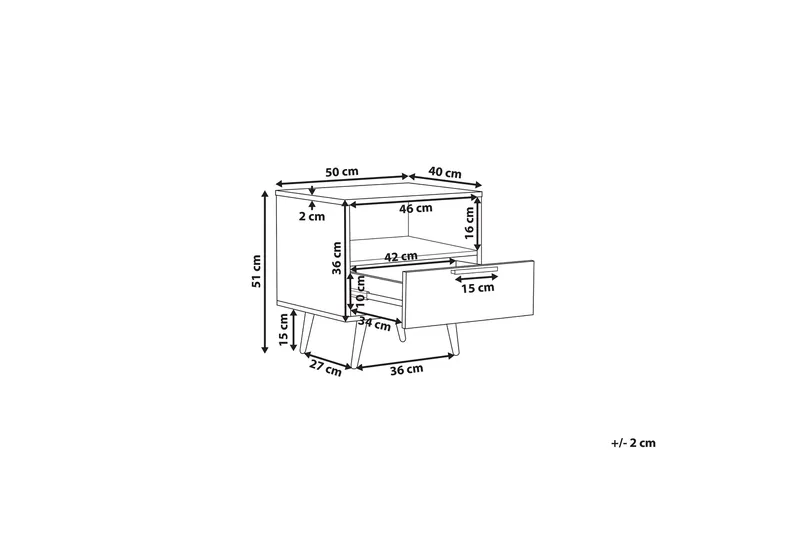 Indio Nattbord 50 cm - Svart/Guld - Møbler - Bord - Avlastningsbord & sidobord - Sengebord & nattbord