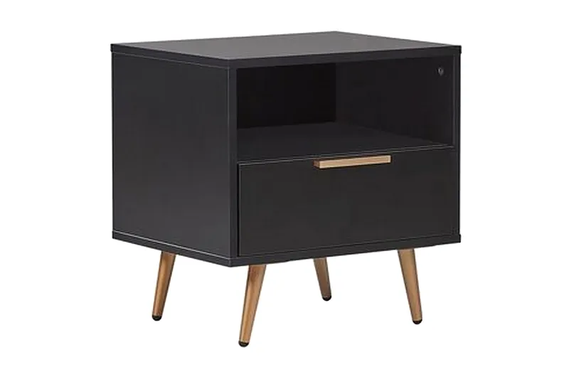 Indio Nattbord 50 cm - Svart/Guld - Møbler - Bord - Avlastningsbord & sidobord - Sengebord & nattbord