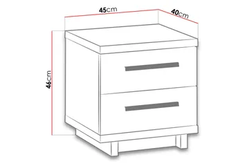 IngRamme Nattbord 40 cm med Oppbevaring 2 Skuffer - Eikfarge/Svart - Møbler - Bord - Avlastningsbord & sidobord - Sengebord & nattbord