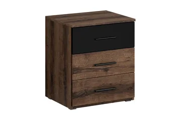 Joannie Nattbord 46 cm med Oppbevaring 3 Skuffer - Tre/Svart - Møbler - Bord - Avlastningsbord & sidobord - Sengebord & nattbord