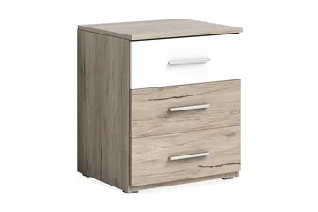 Joannie Nattbord 51 cm med Oppbevaring 3 Skuffer - Tre/Hvit - Møbler - Bord - Avlastningsbord & sidobord - Sengebord & nattbord