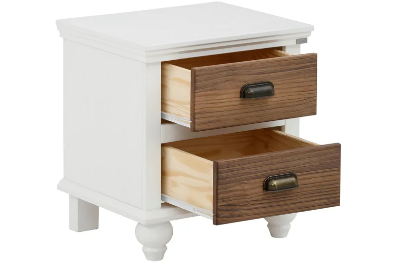 Kagami Nattbord 45x38 cm - Hvit/Brun - Møbler - Bord - Avlastningsbord & sidobord - Sengebord & nattbord