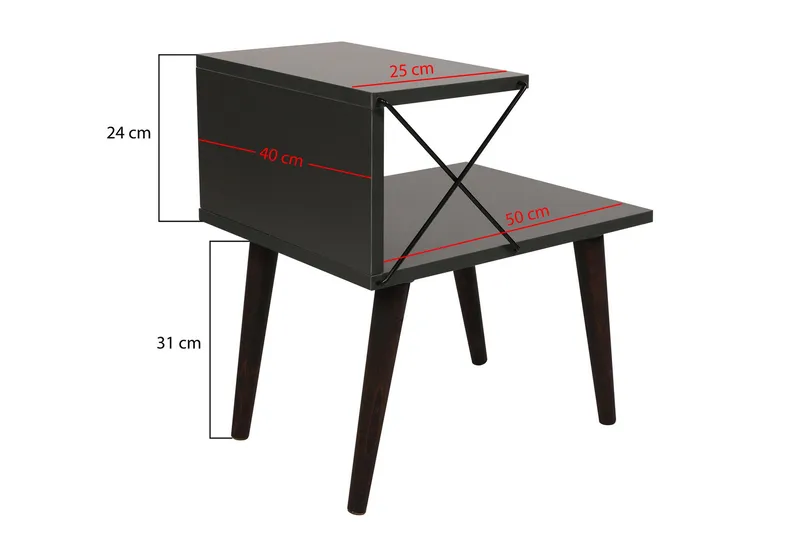 Kaysie Nattbord 50 cm - Antrasitt - Møbler - Bord - Avlastningsbord & sidobord - Sengebord & nattbord