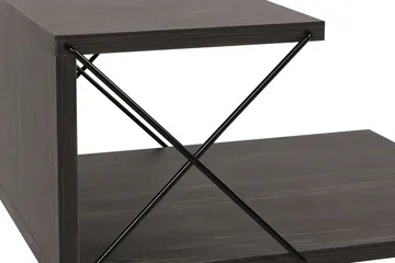Kaysie Retro Nattbord 50 cm med Tre- og Valnøttutseende, Oppbevaring med Hyller - Mørkebrun - Møbler - Bord - Avlastningsbord & sidobord - Sengebord & nattbord