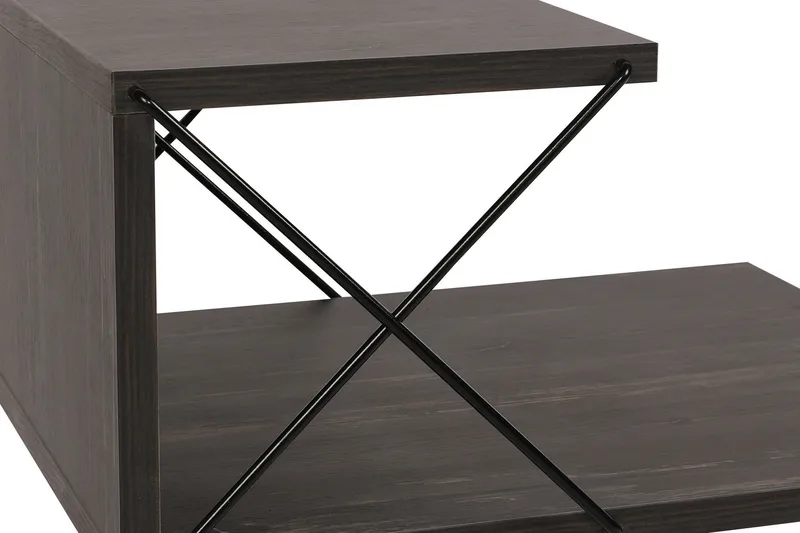 Kaysie Retro Nattbord 50 cm med Tre- og Valnøttutseende, Oppbevaring med Hyller - Mørkebrun - Møbler - Bord - Avlastningsbord & sidobord - Sengebord & nattbord