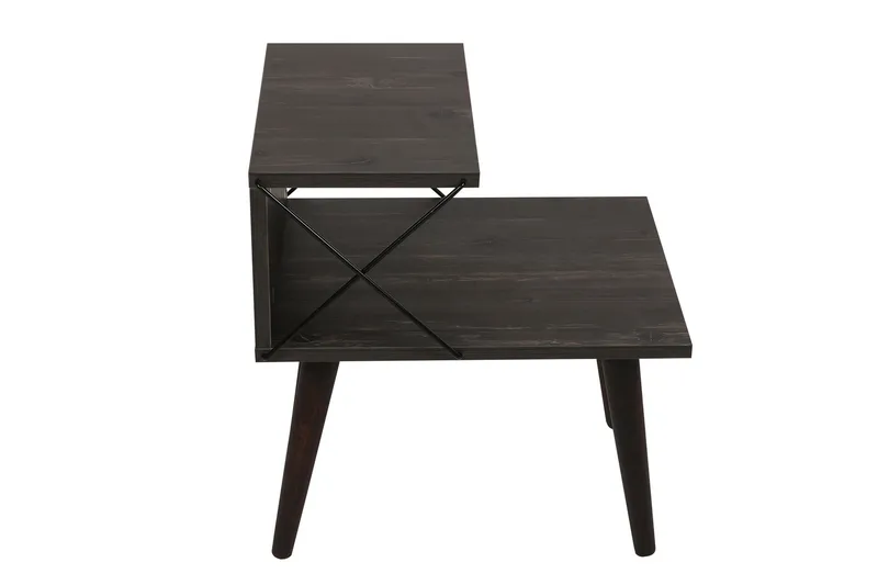 Kaysie Retro Nattbord 50 cm med Tre- og Valnøttutseende, Oppbevaring med Hyller - Mørkebrun - Møbler - Bord - Avlastningsbord & sidobord - Sengebord & nattbord