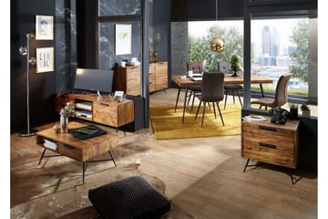 Kimbal Nattbord 60 cm med Oppbevaring 2 Skuffer - Massivt Tre/Svart - Møbler - Bord - Avlastningsbord & sidobord - Sengebord & nattbord