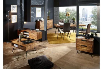 Kimbal Nattbord 60 cm med Oppbevaring 2 Skuffer - Massivt Tre/Svart - Møbler - Bord - Avlastningsbord & sidobord - Sengebord & nattbord