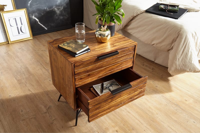 Kimbal Nattbord 60 cm med Oppbevaring 2 Skuffer - Møbler - Bord - Avlastningsbord & sidobord - Sengebord & nattbord