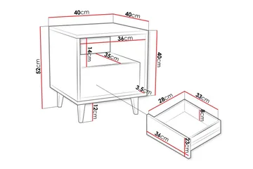 Kintore Sengbord 40 cm - Brun - Møbler - Bord - Avlastningsbord & sidobord - Sengebord & nattbord