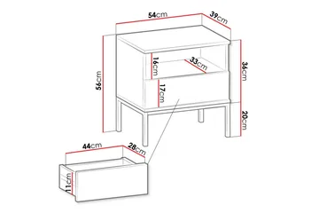 Klinkerville Sengbord 54 cm - Svart - Møbler - Bord - Avlastningsbord & sidobord - Sengebord & nattbord
