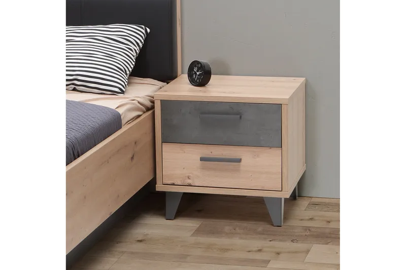 Kocherinovo Nattbord 42x50 cm - Brun/Grå - Møbler - Bord - Avlastningsbord & sidobord - Sengebord & nattbord