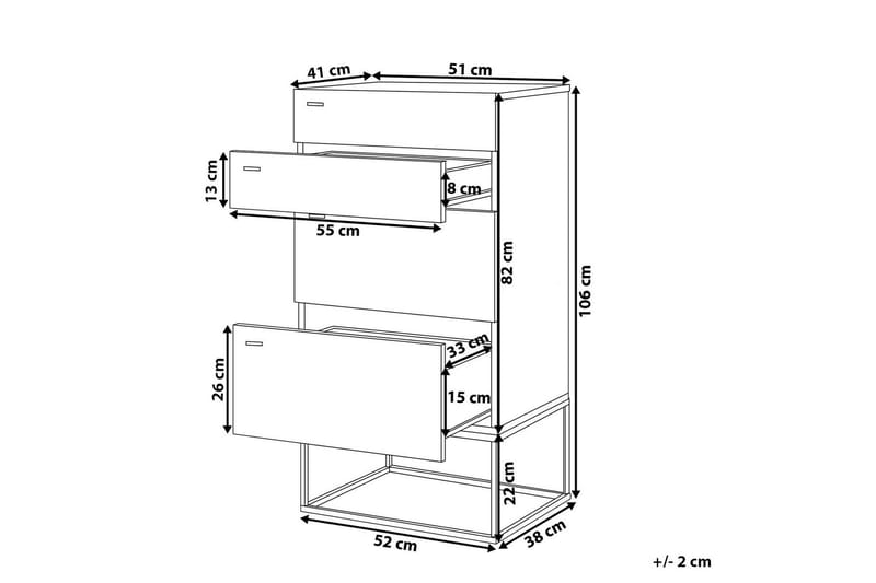 Kommode Santeo 52x41 cm - Grå/Lyst Tre - Sengebord & nattbord