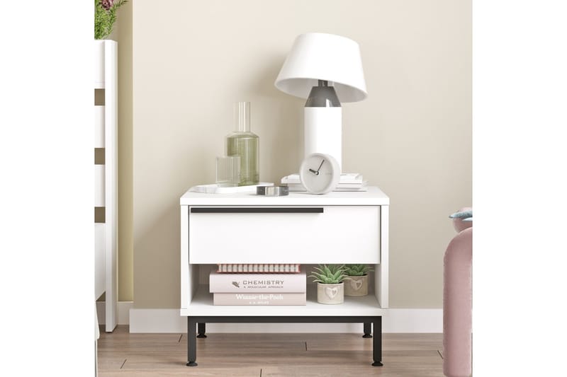 Liyakat Nattbord 53,6 cm - Hvit - Møbler - Bord - Avlastningsbord & sidobord - Sengebord & nattbord