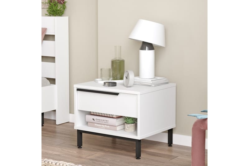 Liyakat Nattbord 53,6 cm - Hvit - Møbler - Bord - Avlastningsbord & sidobord - Sengebord & nattbord