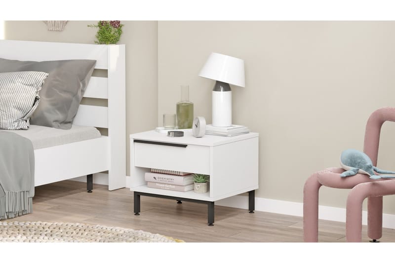 Liyakat Nattbord 53,6 cm, Hvit