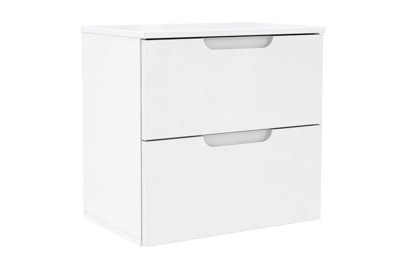 Llanharry Nattbord 50 cm med Oppbevaring 2 Skuffer, Hvit