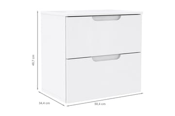 Llanharry Nattbord 50 cm med Oppbevaring 2 Skuffer - Hvit - Møbler - Bord - Avlastningsbord & sidobord - Sengebord & nattbord