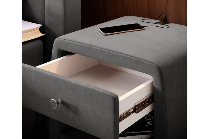 Lysander Nattbord 48 cm med Oppbevaring Skuff - Antrasitt - Møbler - Bord - Avlastningsbord & sidobord - Sengebord & nattbord