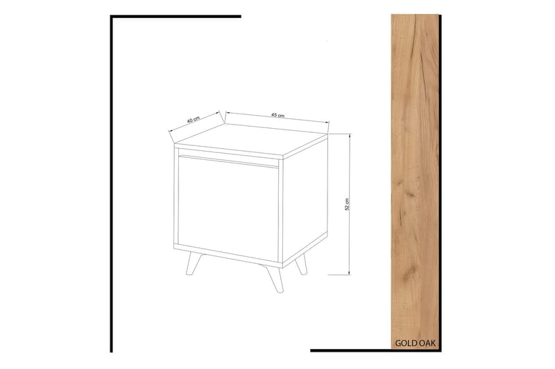 Mod Design Nattbord 45 cm med Oppbevaring Skap - Tre/Hvit - Møbler - Bord - Avlastningsbord & sidobord - Sengebord & nattbord