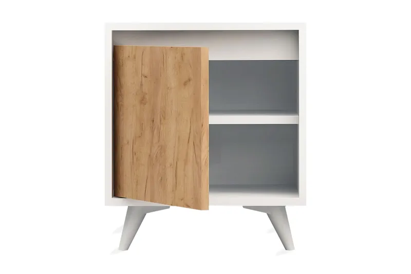 Mod Design Nattbord 45 cm med Oppbevaring Skap - Tre/Hvit - Møbler - Bord - Avlastningsbord & sidobord - Sengebord & nattbord