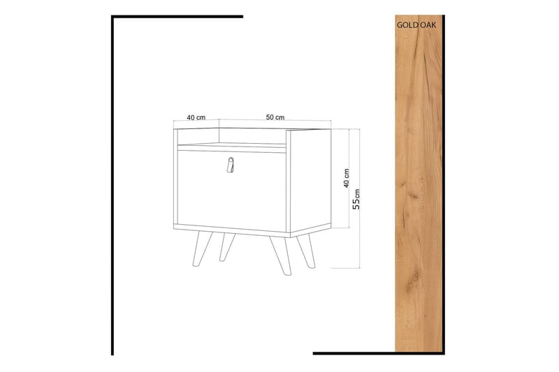 Mod Design Nattbord 50 cm med Oppbevaring Skap Lærbeslag - Tre/Hvit - Møbler - Bord - Avlastningsbord & sidobord - Sengebord & nattbord