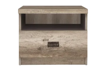 Movico Nattbord 50 cm med Oppbevaring Skuff + Hylle - Eikfarge/Grå - Møbler - Bord - Avlastningsbord & sidobord - Sengebord & nattbord