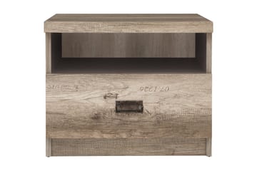 Movico Nattbord 50 cm med Oppbevaring Skuff + Hylle - Eikfarge/Grå - Møbler - Bord - Avlastningsbord & sidobord - Sengebord & nattbord