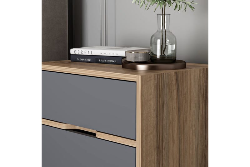 Munna Nattbord 54 cm - Valnøtt/Antrasitt - Møbler - Bord - Avlastningsbord & sidobord - Sengebord & nattbord