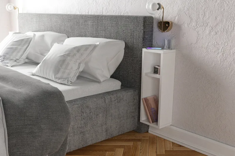 Myrvallen Nattbord 15 cm med Oppbevaring 2 Hyller - Hvit - Møbler - Bord - Avlastningsbord & sidobord - Sengebord & nattbord