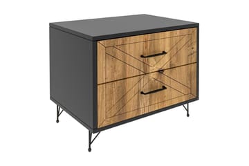 Myrvallen Nattbord 50 cm med Oppbevaring 2 Skuffer - Grå/Brun - Møbler - Bord - Avlastningsbord & sidobord - Sengebord & nattbord