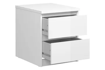 Naia Nattbord 40 cm med Oppbevaring 2 Skuffer - Hvit Høyglans - Møbler - Bord - Avlastningsbord & sidobord - Sengebord & nattbord