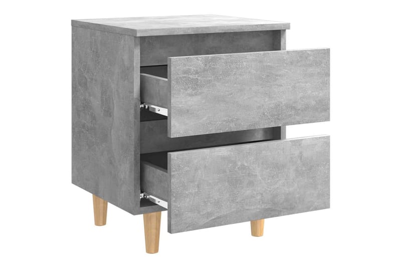 Nattbord & heltre furuben 2 stk betonggrå 40x35x50 cm - Grå - Sengebord & nattbord
