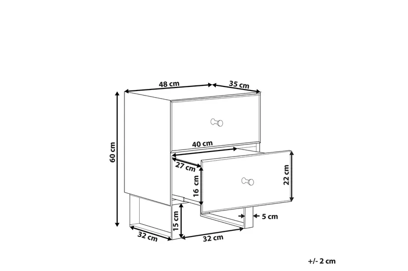 Nattbord 2 skuffer speileffekt NESLE - Sølv - Møbler - Bord - Avlastningsbord & sidobord - Sengebord & nattbord